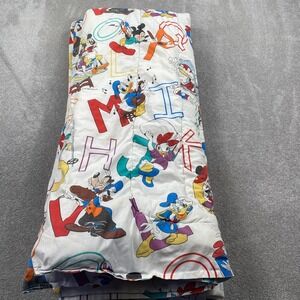 Disney Comforter Kids Twin White Vintage 90s Alphabet Mickey Donald Goofy 80x60